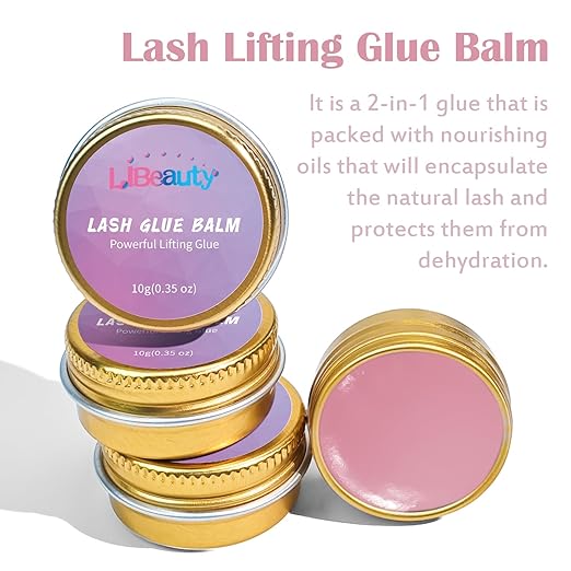 Libeauty Lash Lift Balm Lash Lift Glue Adhesive Strong Sticky Fruit Flavor Eyelash & Eyebrow Perm Glue Balm Brow Lamination Gel (Pink Rose, 10g/0.35oz)