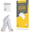 1 Size 2 Pairs 100% Premium Cotton Gloves for Dry Hands | Moisturizing Overnight Gloves for Eczema, Psoriasis & Skin Spa Treatment for Women & Men | Washable & Reusable with Free Laundry Bag