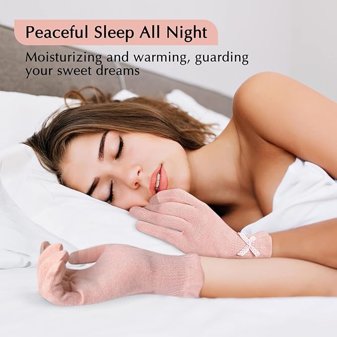 Evridwear Cotton Moisturizing Gloves Overnight Touchscreen for Dry Hands SPA Eczema Hand Care, Day and Night Moisturizing Sleeping Gloves (2 Pair S/M, Feather Weight Pink Color)
