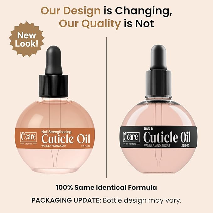 C CARE Vanilla & Sugar Cuticle Oil For Nails - Repairs Cuticles Overnight - Moisturizes and Strengthens Nails and Cuticles - Dropper & Brush included - 2.5oz
