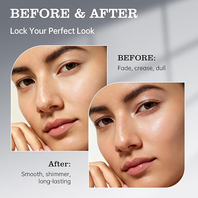 Setting Spray for Makeup, 16 Hr Long Lasting Fixing Spray Waterproof Transfer Resistant, Lightweight Hydrating Setting Mist with Shimmer Dewy Finish, Face Primer Make Up for All Skin Types, 3.72 Fl Oz