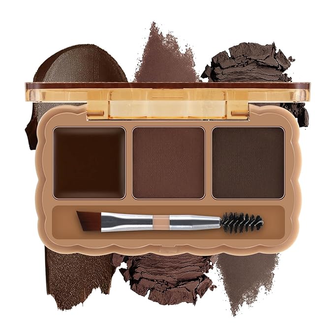Boobeen Eyebrow Palette, 3 Colors Brow Powder Kit, Eye Brow Pomade with Double-ended Brush, Long-lasting Eye Makeup Kit, Sculpt & Define Eyebrows, for Beginners
