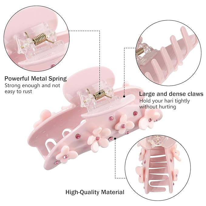 HAIMEIKANG 2 PCs Acrylic Bow Hair Claw Clips for Women - Cute Banana Non-Slip Strong Hold Barrettes Y2K Hair Clips for Thick Thin Hair