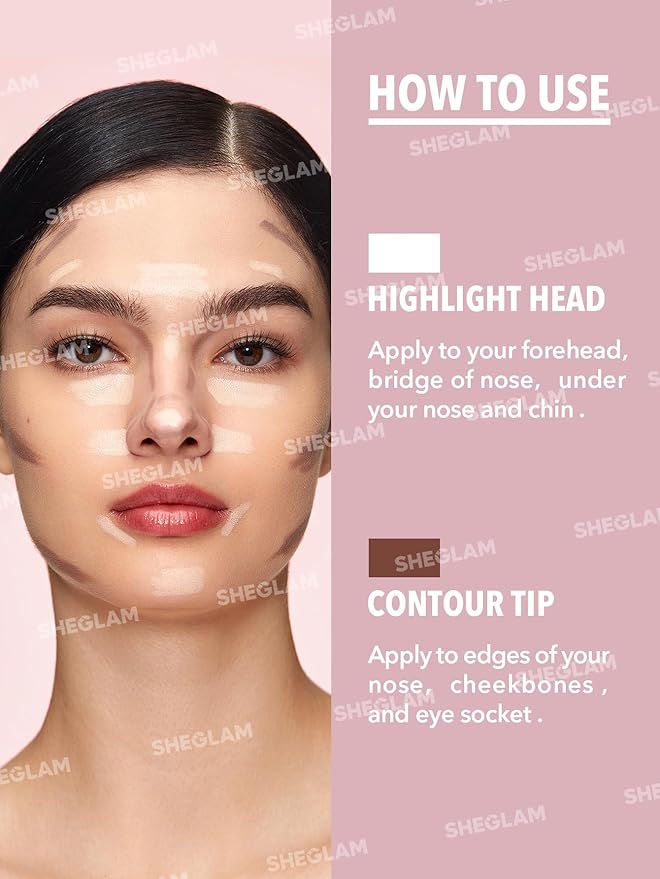 SHEGLAM Fine Line 2-In-1 Nose Contour & Highlight Pen Long Lasting Waterproof Cream Bronzer & Highlight Sticks-Buff