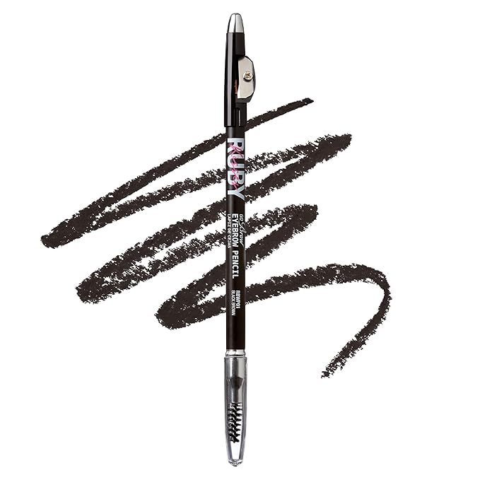 Ruby Kisses GoBrow Eyebrow Pencil, Sharpenable, Longwear, Long Lasting Eyebrow Wooden Pencil for Natural-Looking Brows 3 Pack (Black Brown)