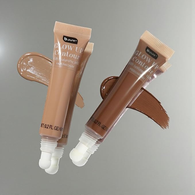 b.pure Glow Up Liquid Contour Wand | Hyaluronic Acid & Vitamin E | Blendable, Buildable Formula | Medium/Dark, 0.27 oz, 3-Pack