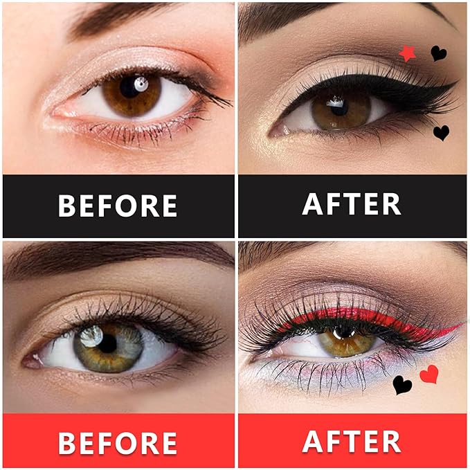 2PCS Red Liquid Eyeliner Stamp, Double-headed Waterproof Red Eyeliner Pencil, Fast-drying Eye Liner Stamp Makeup for Women