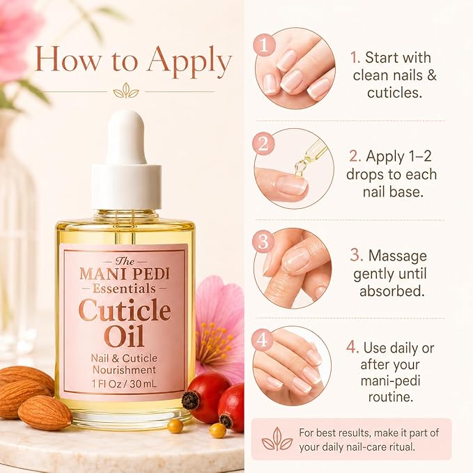 Nourishing Cuticle Oil enriched with Jojoba Oil, Vitamin E & Sweet Almond Oil. Manicurist's Choice for Healthy, Nourished Nails & Cuticles – 1 Fl Oz