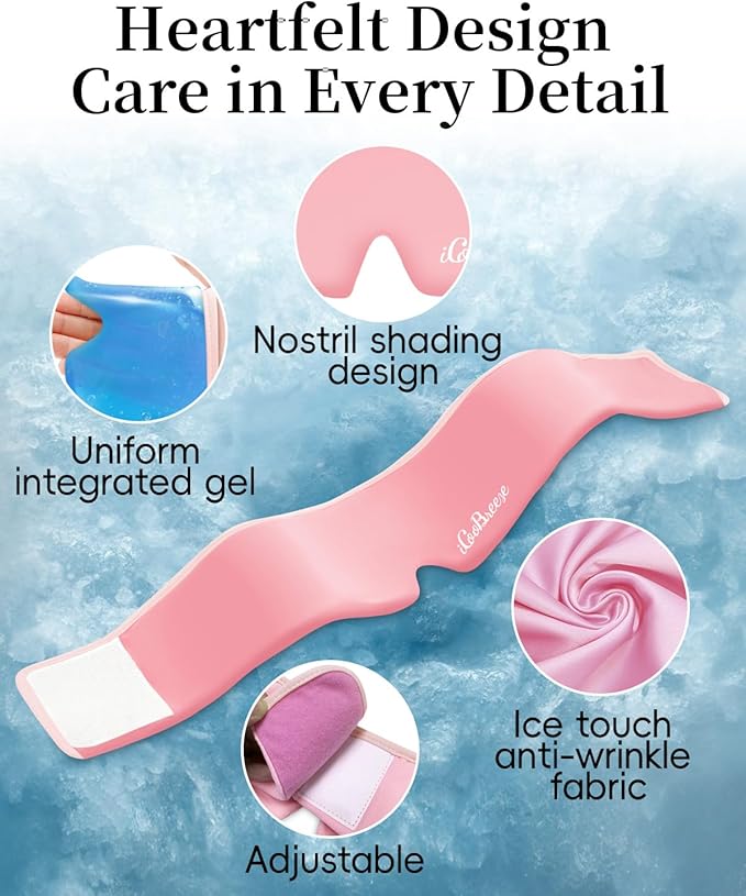 Cooling Eye Mask for Puffy Eyes, FSA Eligible HSA, Headache and Migraine Relief Gel Eye Mask, for Headache, Puffiness, Eye Strain, Reusable Face Ice Pack for Post-Surgery Care, Light Pink