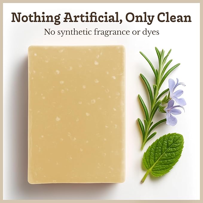 Southern Natural Goat Milk Soap Bar - 3 Pack Rosemary Mint - For Dry Sensitive Skin. Natural, Handmade Soap For Men, Women & Kids. Use On Face & Body