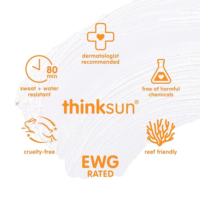 Thinksport SPF 30 Sport Sunscreen Stick with Zinc Oxide, 0.64 oz – Safe, Natural, Water Resistant Sunscreen Stick – Mineral UVA/UVB Sun Protection – Reef Safe Sunscreen