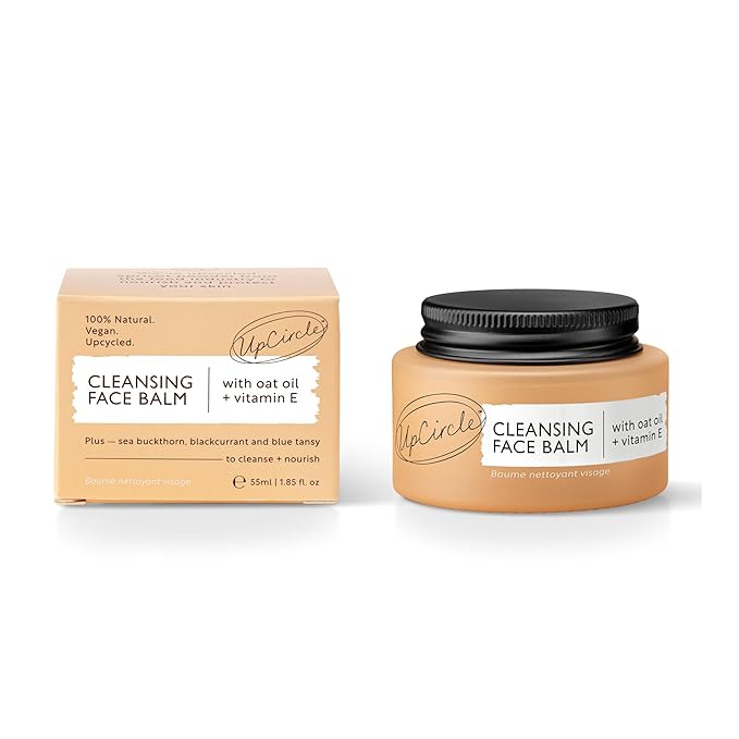 UPCIRCLE Cleansing Face Balm with Apricot 1.7oz - 100% Natural Cleanser To Remove Makeup, Waterproof Mascara + Blackheads - Sea Buckthorn, Oat + Rosemary Oil - Vegan + Cruelty-Free