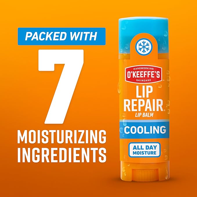 O'Keeffe's Lip Repair Lip Balm with Cooling Relief for Dry, Cracked Lips - Stick (2 Pack) - Moisturizer for Very Dry Lips