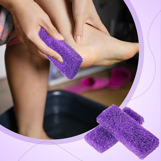 Batiyeer 100 Pcs Pumice Stone for Feet Scrubber Dead Skin Disposable Foot Pumice Foot Shower Scrubber Foot Scrubber for Heel Cuticle Callus Remover Bath Spa (Purple)