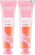 COVERGIRL Clean Fresh Dewy Tint 500 Cozy Coral, 3-in-1 Tint, Blendable Color For Eyes, Lips & Cheeks, 0.33 fl oz (Pack of 2)