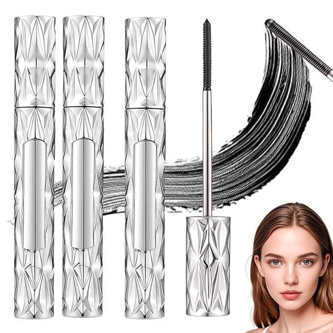 Eyelash Primer Wand Mascara,Waterproof Quick Drying Curling Mascara,Long-Lasting Non-Smudged Magic Tubing Mascaras for Daily Makeup (Black/3pcs)