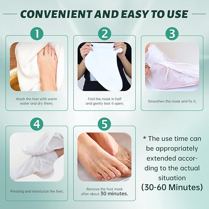 VGO 3 Pack Foot Peeling Mask, Natural Exfoliating Foot Mask, Dead Skin Callus Remover Repair Heels, Smooth Touch Feet, Hydrating Foot Care for Dry Cracked Feet