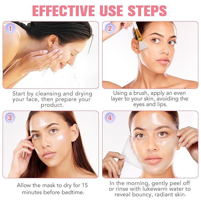 Collagen Night Wrapping Mask, Overnight Peel Off Facial Mask with Hydrolyzed Collagen for Hydrated, Plumped & Smooth Skin