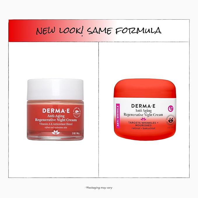 Derma E Anti-Aging Regenerative Night Cream – Firming Astaxanthin Moisturizer For Face – Lightweight Overnight Anti-Wrinkle Cream With Jojoba Oil And Vitamin E, 2 oz