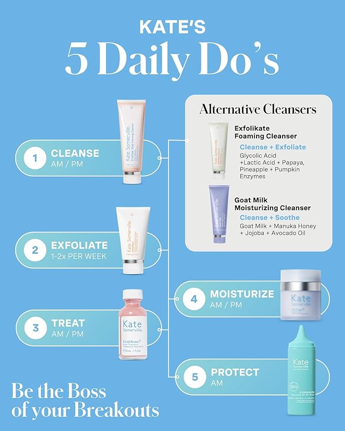 Kate Somerville EradiKate 3% Sulfur Daily Foaming Cleanser Acne Treatment – Clinically Formulated Medicated Face Wash Balances Skin & Cleans Pores, 4 Fl Oz