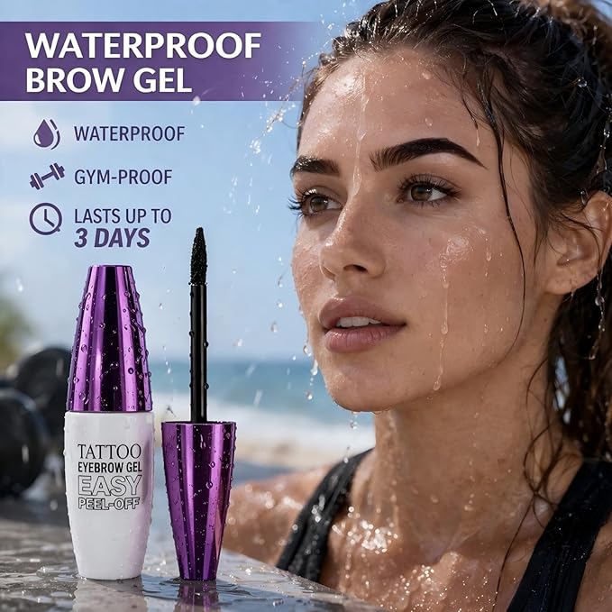 2Pcs Light Brown Eyebrow Tint Peel Off Gel, Natural Looking Brow Tint for Sparse Brows, Tattoo Eyebrow Gel Easy Peel Off, Waterproof Eyebrow Tattoo for Everyday Wear, Long Lasting Brow Color