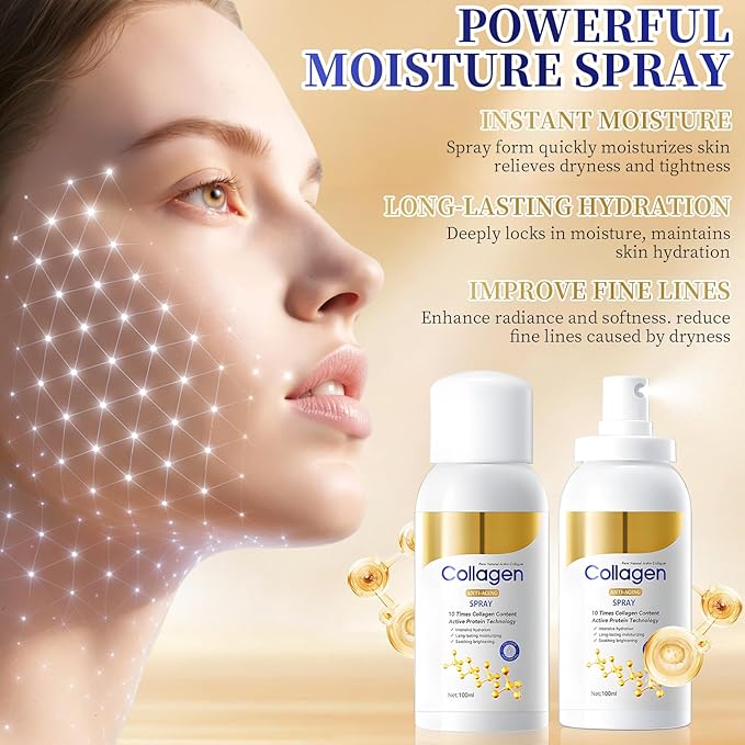 2pcs Collagen Spray, Collagen Body and Face Serum Lotion, Plumping and Care Set for Body and Face, Suitable for All Skin Types