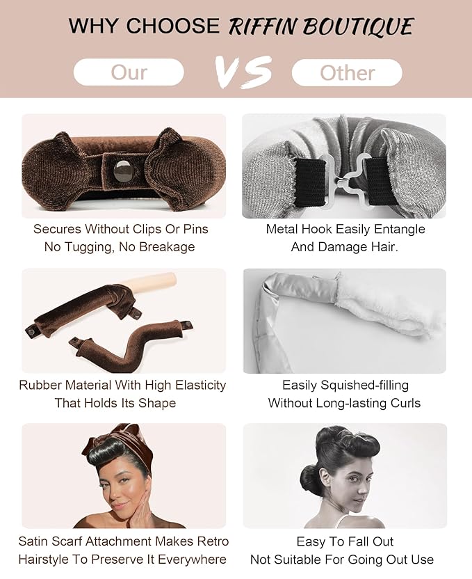 Classic Heatless Curls Overnight Rods - Upgraded Directional Grip Velvet No Heat Hair Curlers to Sleep Hair Rollers Flexible Curling Rods Set for Long Thicker Hair, Full Coverage Larger Silk Scarf