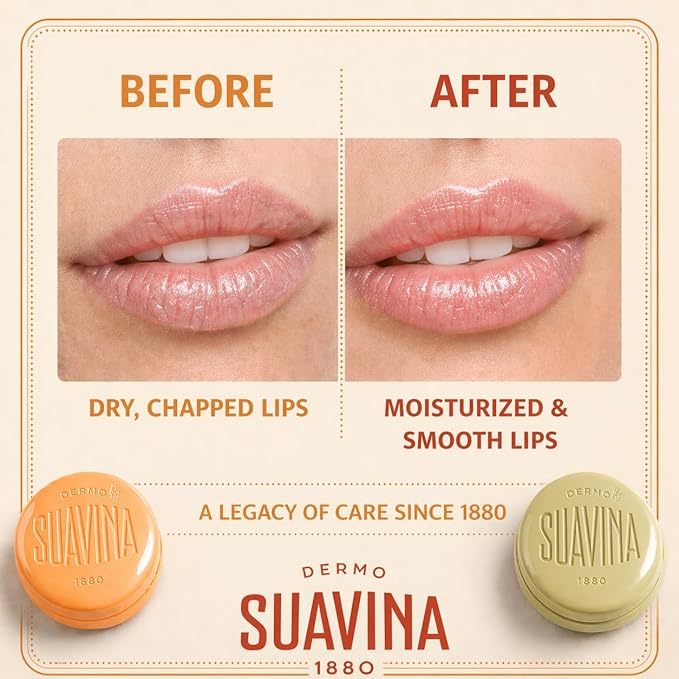 Suavina Lip Balm for Extreme Dry Cracked Lips, Intensive Lip Repair Treatment with Natural Olive Oil, Moisturizing & Protective Winter Lip Balm for Cold Weather, Dry Lip Therapy for Men & Women