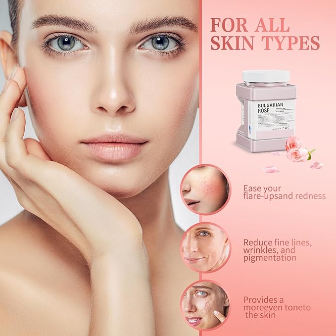 Jelly Face Mask for Facials, Bulgarian Rose Petals Natural Professional Peel Off Jelly Mask Gel Face Masks Hydrating&Moisturizing,Jelly Mask Powder DIY SPA 23 Fl Oz Jar