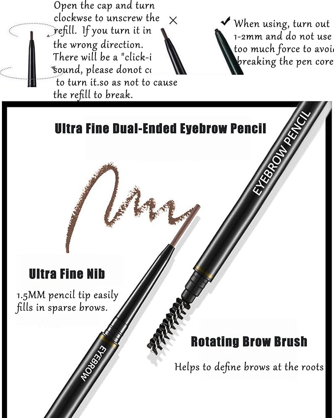 12 Pcs Eye Brow Pencil for Women Light Brown,Waterproof Eyebrow Pencil Retractable Ultra Fine Professional Brow Pencil,Long Lasting Tinted Gel Micro Eyebrow Pen for Define Fill Tiny Brow Eye Makeup-02