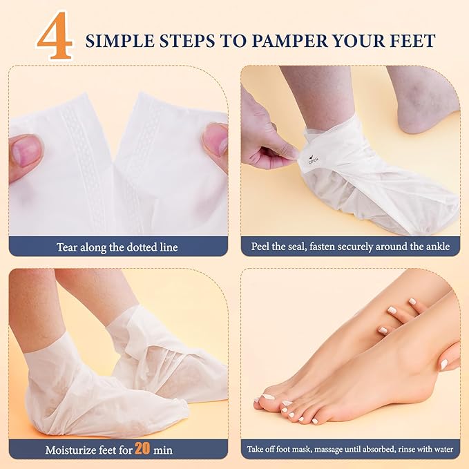Z:SEA Foot Peeling Mask, Moisturizing & Soothing Exfoliating Foot Socks for Dry, Cracked Heels & Callus Feet, Restoring & Softening Foot Mask with Urea, Shea Butter, Niacinamide & Vitamin E, 5 Pack