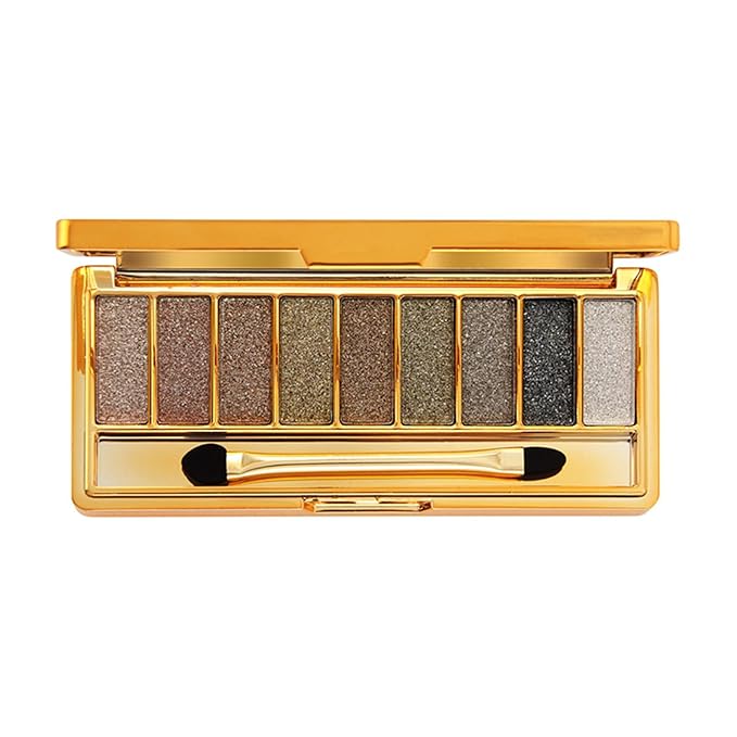 Glitter Eyeshadow Palette, 9 Colors Sparkle Shimmer and Matte Eye Shadow, Highly Pigmented Waterproof Long Lasting Makeup Set (Color 6)