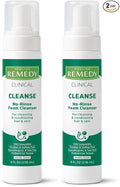 Medline Remedy Clinical No-Rinse Foam Cleanser,Vanilla Scent,No Rinse Shampoo & Body Cleanser for Sensitive Skin,Hydrating,Paraben and Sulfate Free,For Face,Body,and Hair,All Ages, 8 fl oz (Pack of 2)