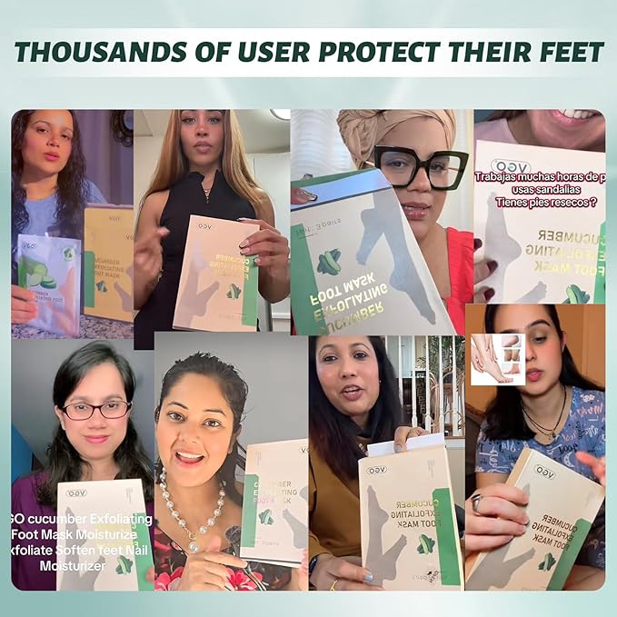 VGO 7 Pack Foot Peeling Mask, Natural Exfoliating Foot Mask, Dead Skin Callus Remover Repair Heels, Smooth Touch Feet, Hydrating Foot Care for Dry Cracked Feet