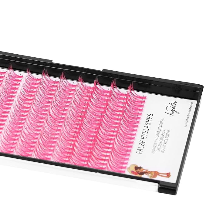 →VAYATOR False Eyelashes 3Styles D Curl 10-18mm 200Pcs To Choose Lashes Extensions Cluster Individual Lash Extensions Reusable False Eyelashes Easy Grafting （Pink-D Curl-10-16mm mixed）