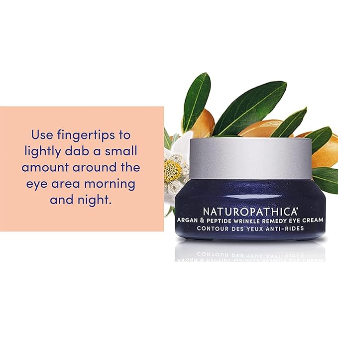 Naturopathica Argan & Peptide Wrinkle Remedy Eye Cream, Daily Under Eye Cream to Help Reduce Puffy Eyes and Hydrate Skin, Firming Eye Cream to Help Diminish Fine Lines & Wrinkles, 0.5 fl oz