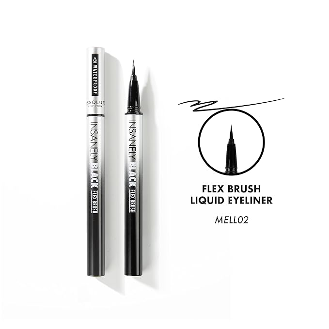 Absolute New York Insanely Black Micro Angled Liquid Eyeliner, Thin Pointed End, Creates Thin Lines Closer to Lash Line