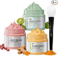 ANAI RUI 3 Pcs Pore Cleansing Face Mask Set Green Tomato Clay Mask - Turmeric Vitamin C Facial Mask Red Bean Refreshing Pore Mask, Relaxing Spa Gift Set Self Care for Women/Teens Girls 2.5 oz each