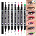 evpct 7Pcs Colored Eye Liners Face Stamp Cosplay Gothic Makeup Set Kit Accessories, Black Brown Purple Blue Red Pink Green Stamps Eyeliner, Star Flowers Heart Moon Triangle Lightning Butterfly Stamp