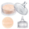 Large Body Powder Puff and Container, 3.54 Inch Women Powder Puff with Crystal Case for Dusting Powder, Beige