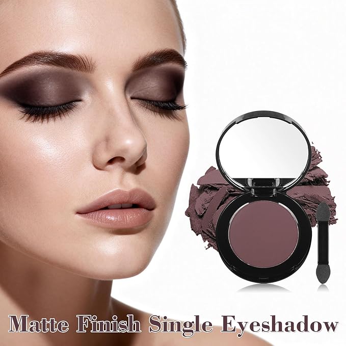 MEICOLY Velvet Plum Single Eyeshadow,Cream Matte Eye Shadow,Pressed Powder Eyeshadow,Matte Shade Eyelid Color Eye Makeup for Women and Girls,High Pigment,Long Wear,Waterproof,Natural,Intense Color