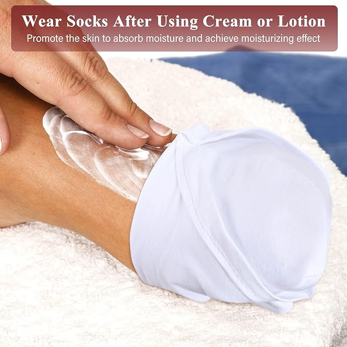 Geyoga 20 Pairs Moisturizing Socks Overnight for Dry Feet Spa Cotton Moisture Enhancing Cosmetic Socks for Women and Men, White