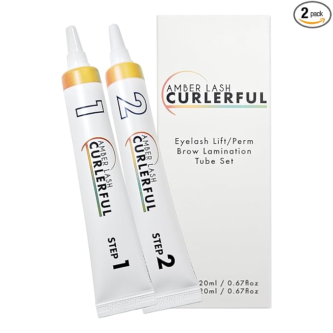 Amber Lash Curlerful, Brow Lamination Tube Set, For Professional Brow Perm, Step 1 & Step 2, 20 ml / 0.67 floz each