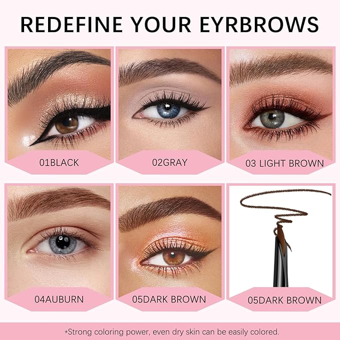 Eyebrow pencils for women,03 Light Brown,0.1mm Ultra-Fine brow pencils,Waterproof,with 2-in-1 Double-Ended Automatic Angled Precision Tip,Built In Spoolie Brush,Longwearing Eye Brow Makeup Pencils