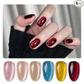 GAOY Dream World Glitter Red Cat Eye Gel Nail Polish Set with Magnet for Pink Blue Holographic Cat Eye, Salon Gel Manicure and Nail Art DIY at Home
