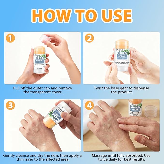 60% Urea Cream Stick plus 2% Salicylic Acid - Maximum Strength Repair Balm for Extremely Dry Skin & Cracked Heels, All-in-1 Callus Remover & Moisturizer, Softens Rough Skin - 1.41oz