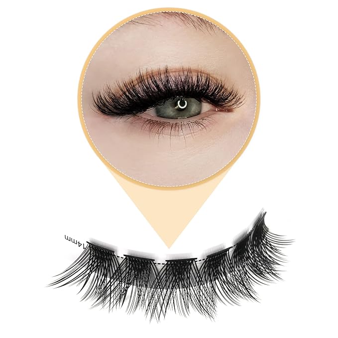 QUEWEL Cluster Lashes 72 Pcs Wide Stem Individual Lashes C/D Curl 10mm Length DIY Eyelash Extension False Eyelashes Fluffy Styles Soft for Personal Makeup Use at Home (Fluffy-D-10)