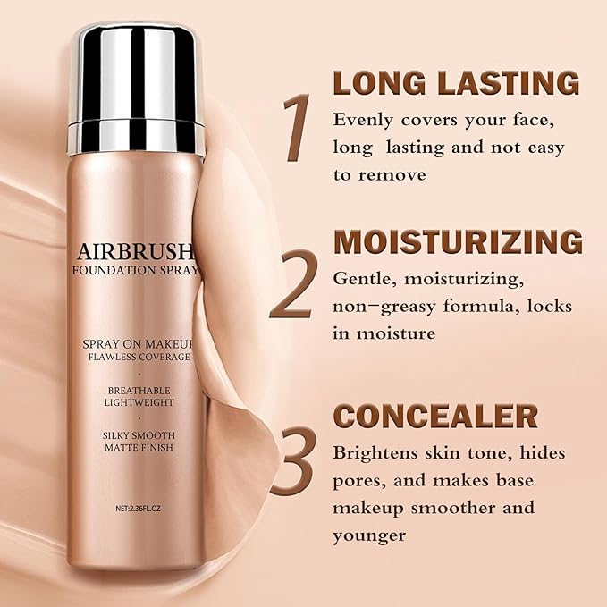 Air Brush Makeup Foundation,Magic Minerals Airbrush Foundation Makeup,Silk Flawless,Buildable Coverage,Moisturizing Formula for Smooth Radiant Skin (03 Nude Color)