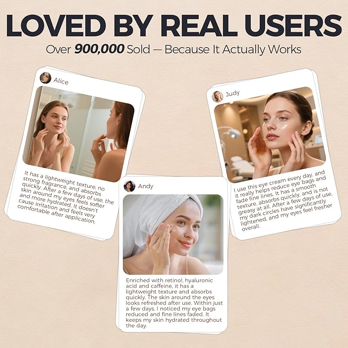 Retinol Under Eye Cream – Anti Aging Eye Cream for Puffiness and Bags Under Eyes & Wrinkles, Firming and Moisturizing, Gentle Formula for Men & Women to Reduce Fine Lines 0.7 Fl.Oz