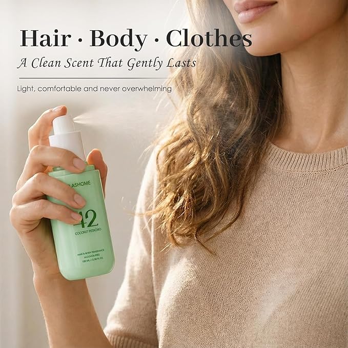 Hair Perfume for Women – Coconut Pistachio, Alcohol-Free Soft & Moisturizing Hair & Body Mist, Long-Lasting Clean Fragrance for Hair, Wigs & Fabric, Mother’s Day & Birthday Gift, 100ml / 3.38 fl oz